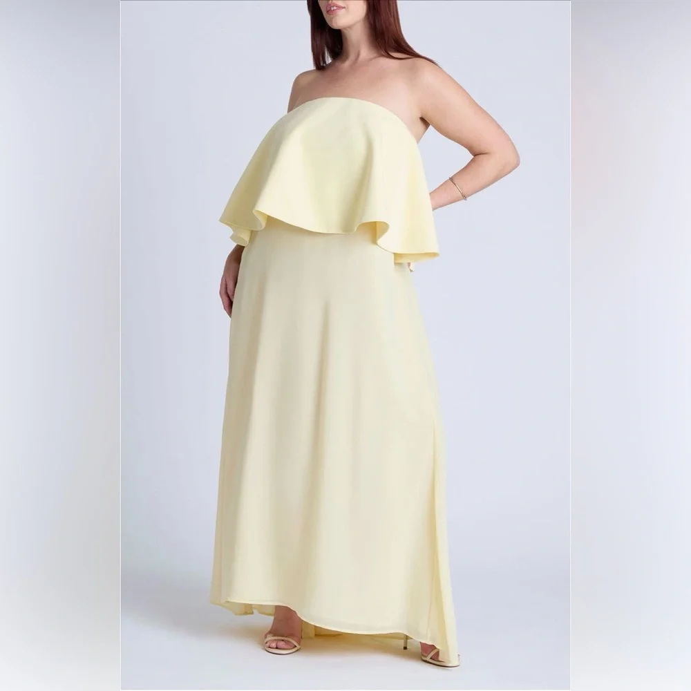ELOQUII Peplum Yellow Bodice Gown - Picture 1 of 3